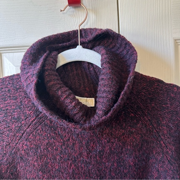 Michael Kors Women’s Size Large Alpaca Blend Turtleneck Two Tone Knit Sweater - Picture 5 of 10